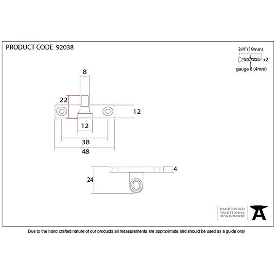 From The Anvil - Cranked Stay Pin - Aged Brass - 92038 - Choice Handles