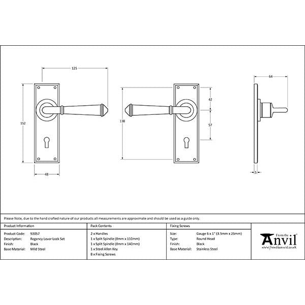 From The Anvil - Regency Lever Lock Set - Black - 92057 - Choice Handles