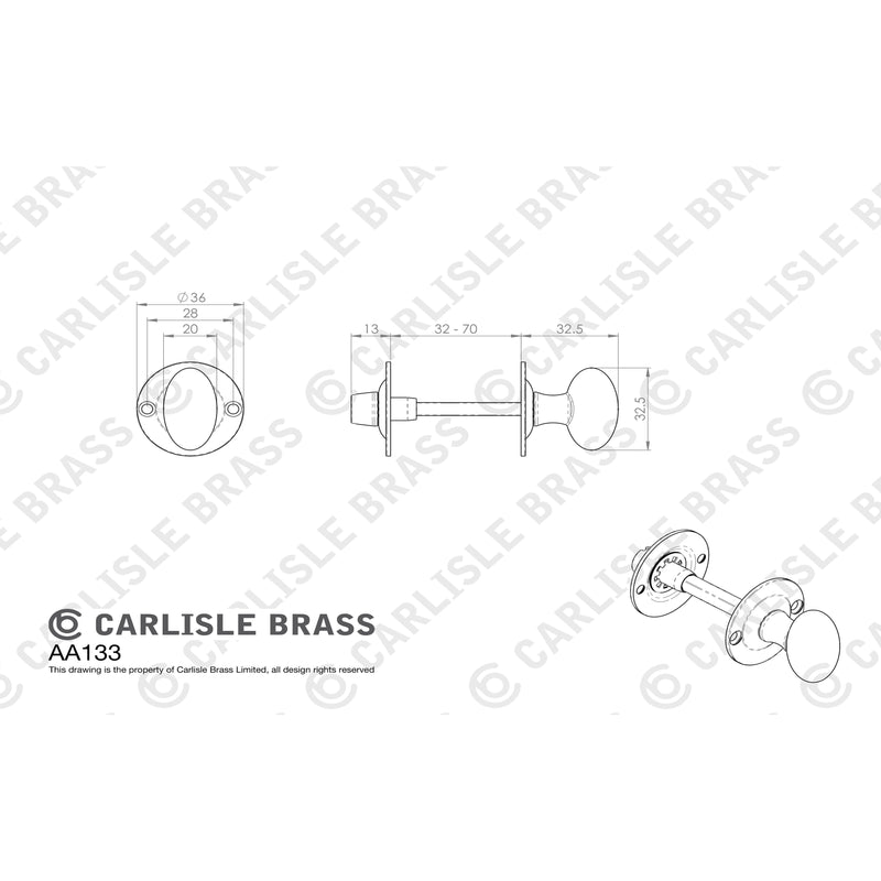 Carlisle Brass - Oval Thumb Turn with Coin Release  - Polished Brass - AA133 - Choice Handles