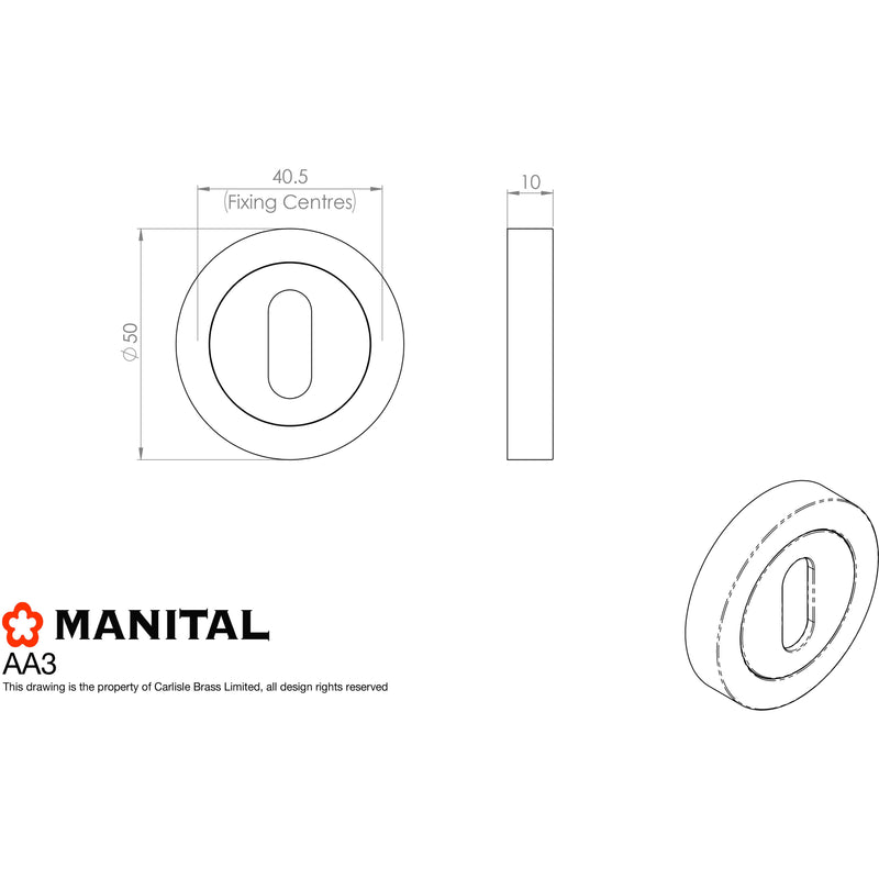 Manital - Standard Profile Escutcheon  - Satin Nickel - AA3SN - Choice Handles