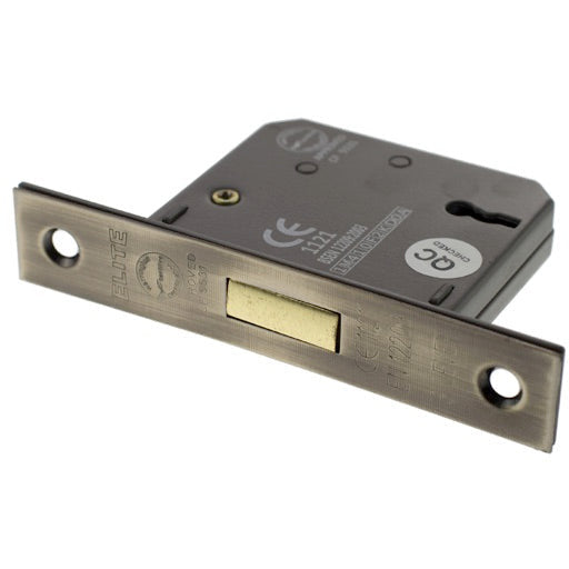 Atlantic 5 Lever Key Deadlock [BS] 2.5" - Antique Brass - ALKDEAD5LK25AB - Choice Handles