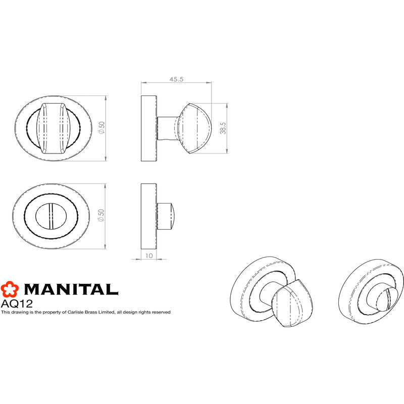 Manital - Standard Turn and Release - Satin Nickel - AQ12SN - Choice Handles