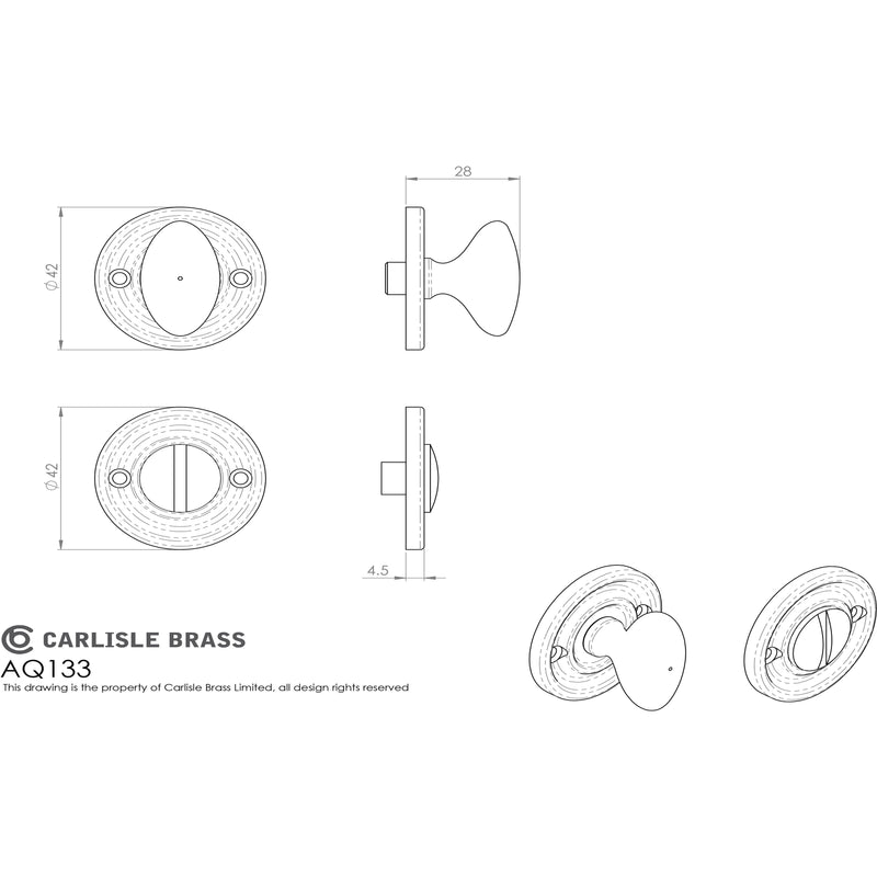 Carlisle Brass - Oval Turn and Release - Polished Brass - AQ133 - Choice Handles