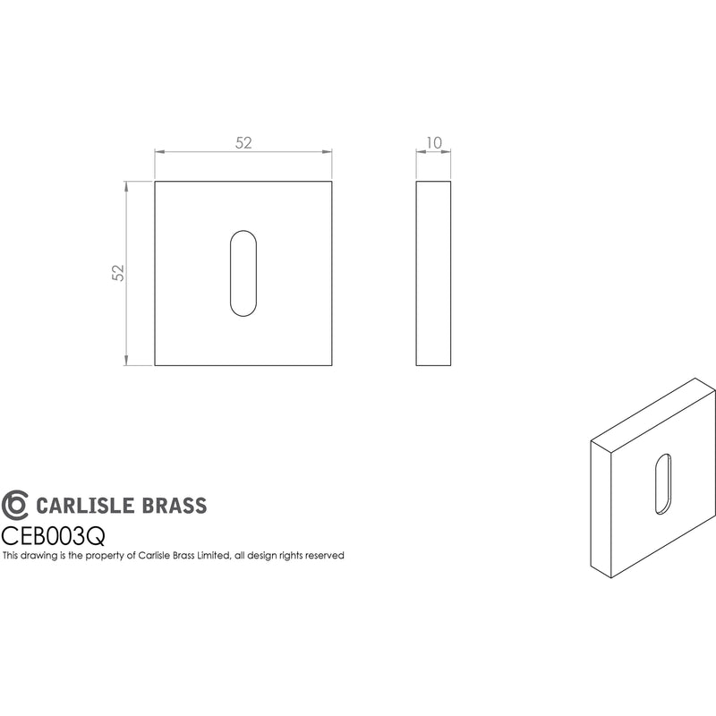 Carlisle Brass - Square Lock Escutcheon - Copper - CEB003QCOP - Choice Handles