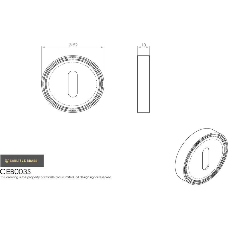 Carlisle Brass - Lock Profile Escutcheon on Round Rose - Satin Chrome - CEB003SC - Choice Handles