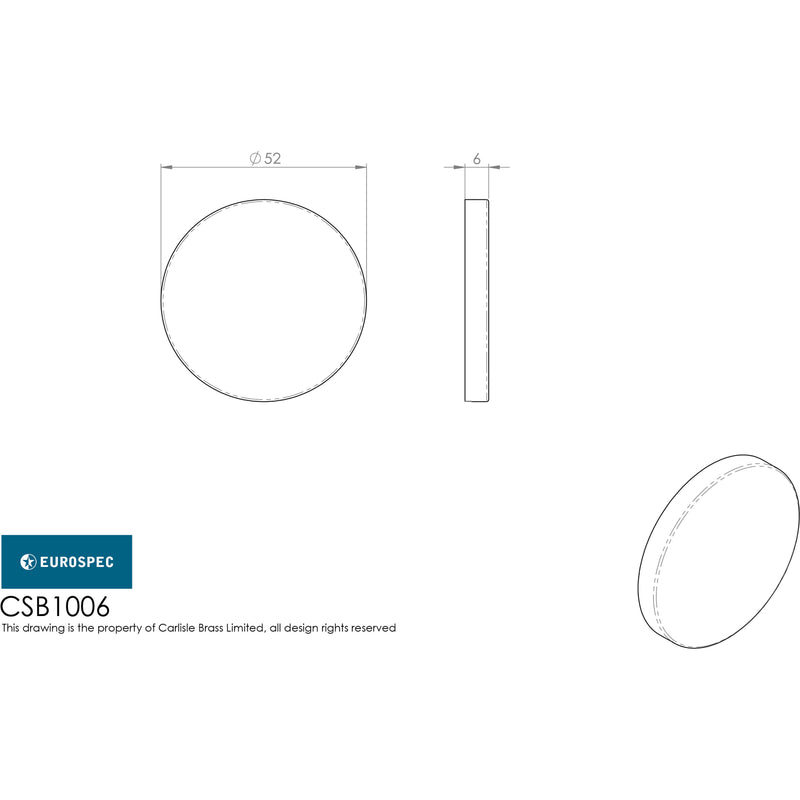 Eurospec - Blank Escutcheon - Satin Stainless Steel - CSB1006SSS - Choice Handles