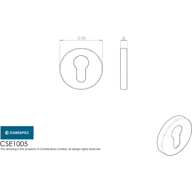 Eurospec - Euro Escutcheon - Bright Stainless Steel - CSE1005BSS - Choice Handles