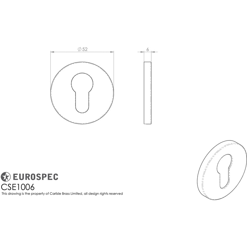 Eurospec - Euro Escutcheon - Satin Stainless Steel - CSE1006SSS - Choice Handles