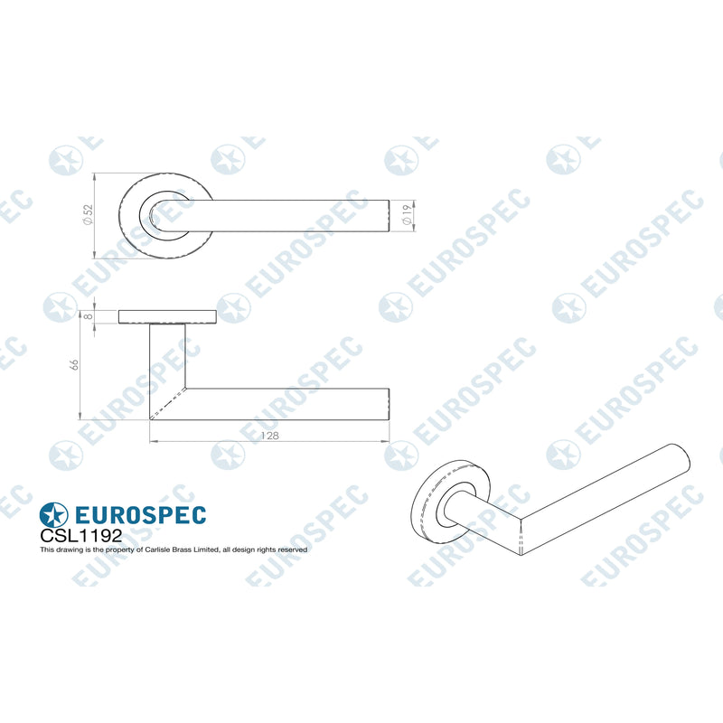 Eurospec - Treviri 19Mm Dia. Mitred Lever On Concealed Fix Sprung Round Rose G201space Satin Stainless Steel - CSL1192SSS/201 - Choice Handles