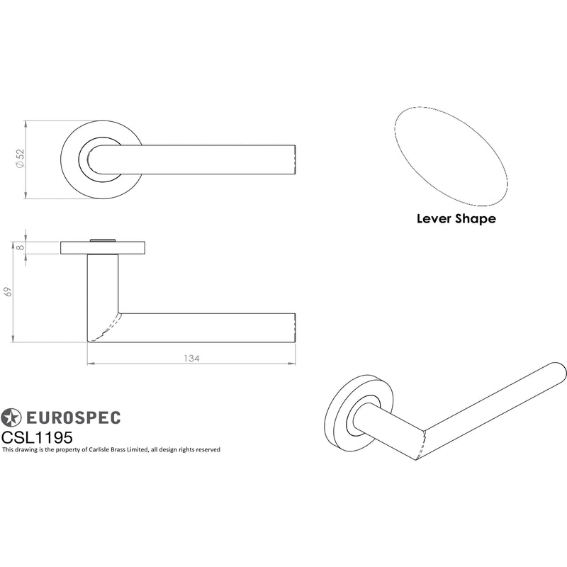 Eurospec - Mitred Lever Oval Bar on Sprung Rose - Satin Stainless Steel - CSL1195SSS - Choice Handles