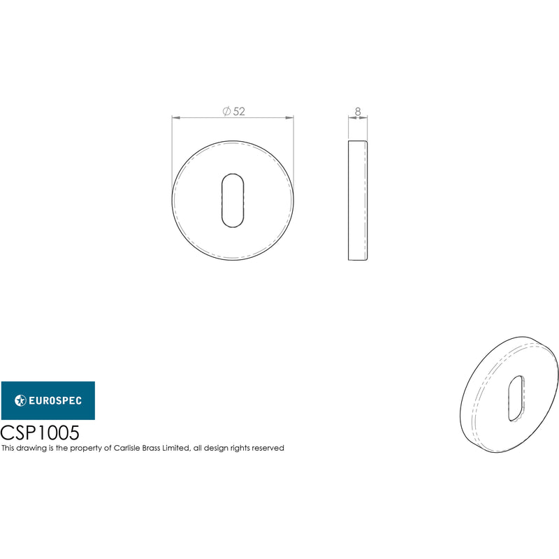 Eurospec - Standard Lock Escutcheon - Satin Stainless Steel - CSP1005SSS - Choice Handles