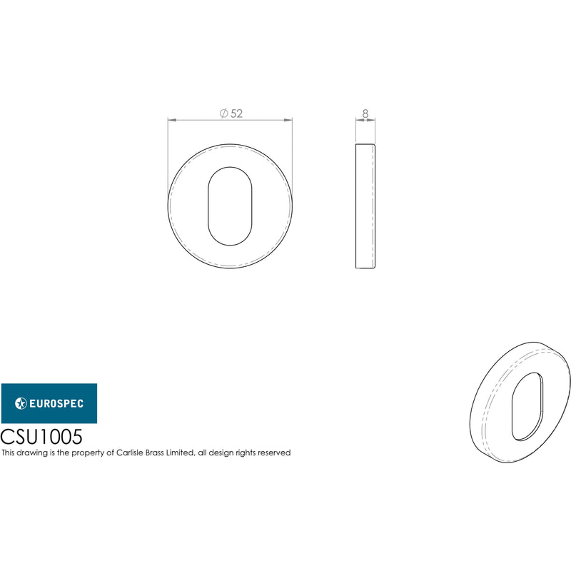 Eurospec - Oval Profile Escutcheon - Satin Stainless Steel - CSU1005SSS - Choice Handles