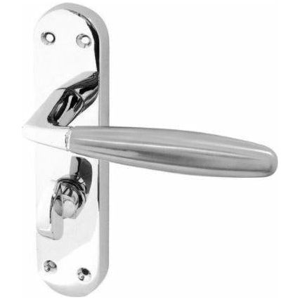 Frelan - Stylo Door Handles On Backplate - Bathroom - Dual Finish Polished Chrome & Satin Chrome - JV533PCSC - Choice Handles