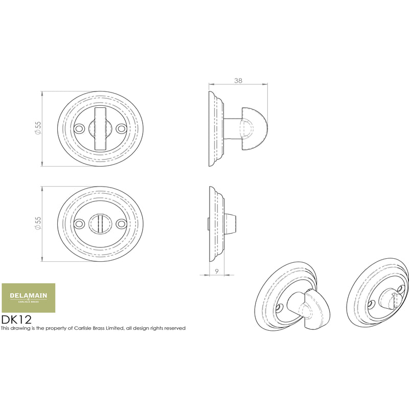 Carlisle Brass - Delamain Large Turn and Release - Polished Chrome - DK12CP - Choice Handles