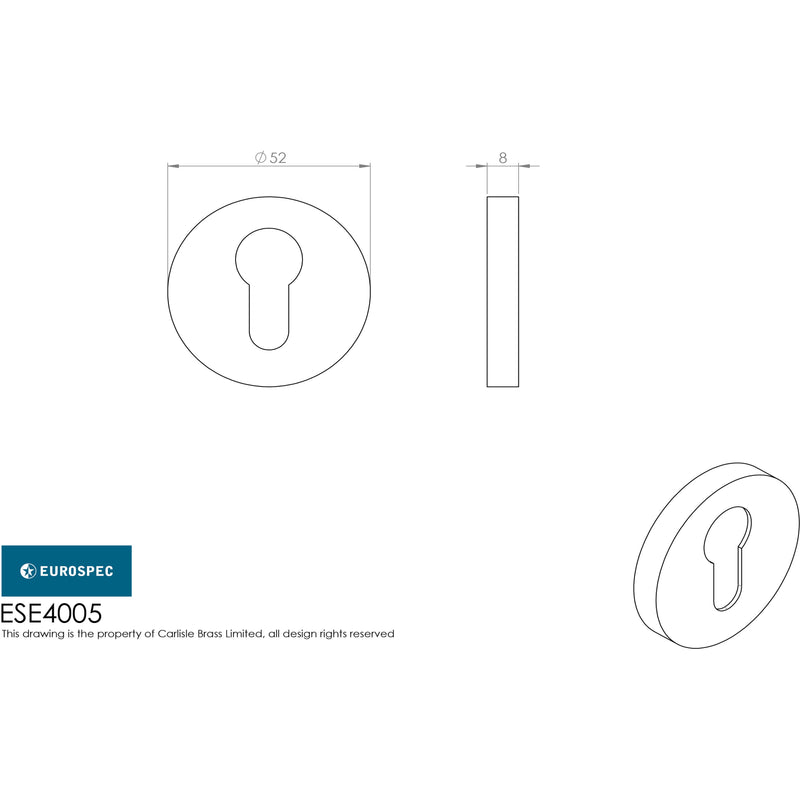 Eurospec - Euro Profile Escutcheon  - Satin Anodised Aluminium - ESE4005SAA - Choice Handles