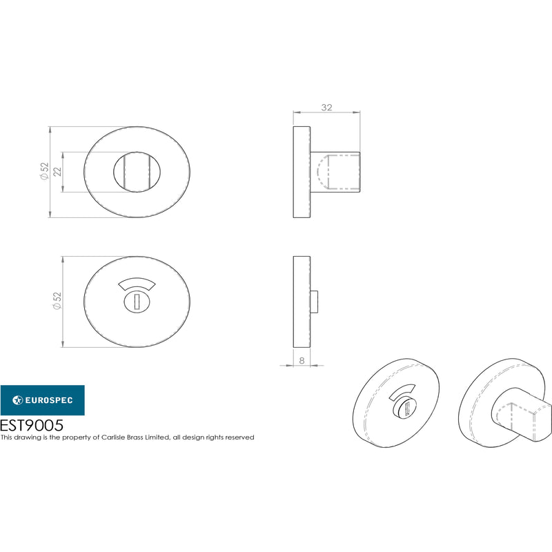 Eurospec - Aluminium Thumbturn and Release - Satin Anodised Aluminium - EST9005SAA - Choice Handles