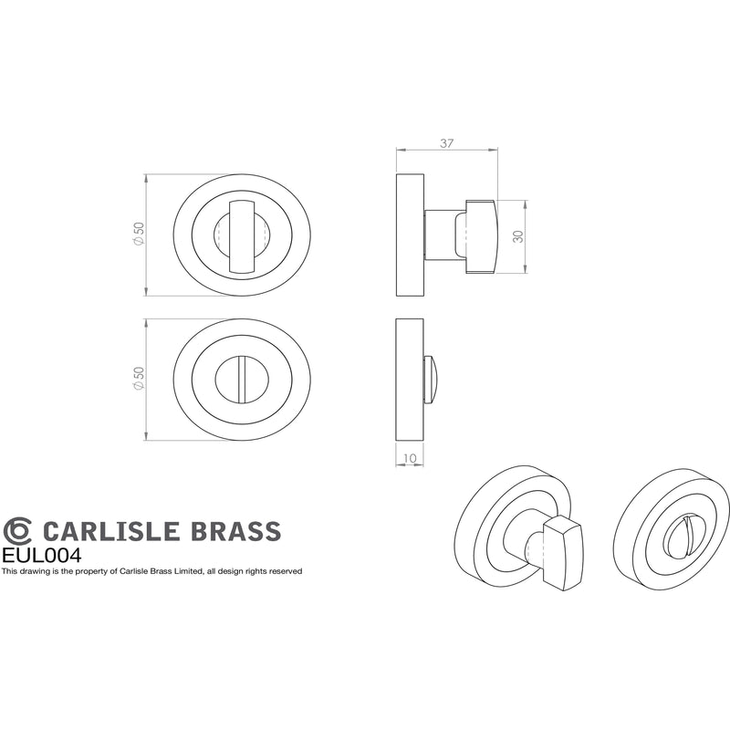 Carlisle Brass - Thumbturn & Release - Antique Brass - EUL004AB - Choice Handles