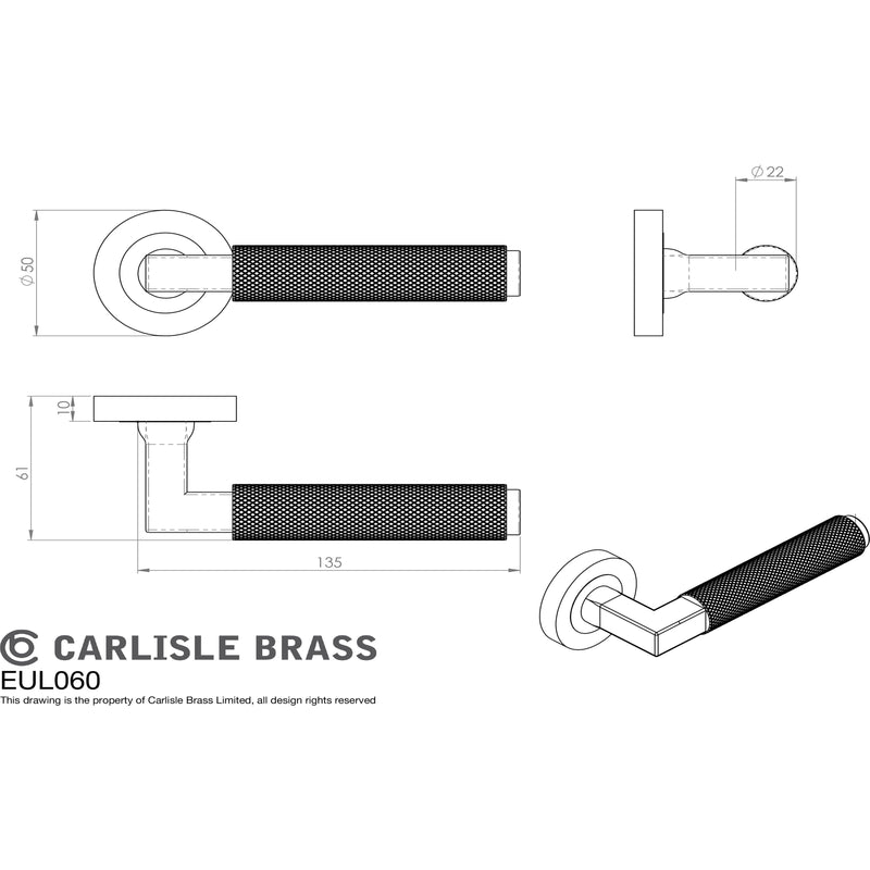 Carlisle Brass Varese Knurled Lever On Rose - Matt Bronze