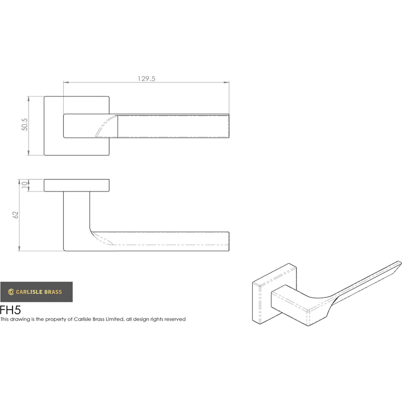 Manital - Flash Lever On Square Rose - Matt Black - FH5BLK - Choice Handles