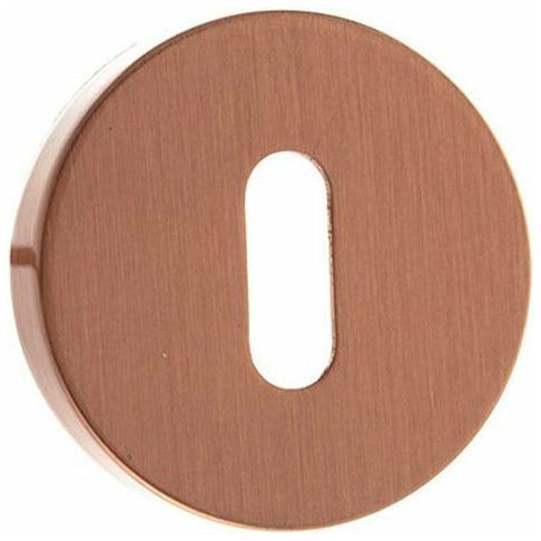 Atlantic Forme Key Escutcheon on Minimal Round Rose - Urban Satin Copper - FMRKUSC - Choice Handles