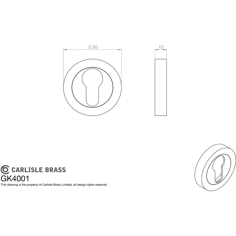 Carlisle Brass - Euro Profile Escutcheon - Satin Nickel - GK4001SN - Choice Handles