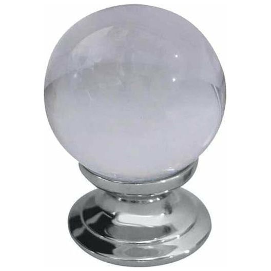 Frelan -  Plain Clear Ball Glass Cupboard Door Knob 35mm - Polished Chrome - JH1151-35PC - Choice Handles