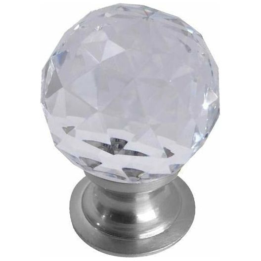 Frelan - Faceted Glass Cupboard Door Knob 40mm - Polished Chrome - JH1155-40PC - Choice Handles