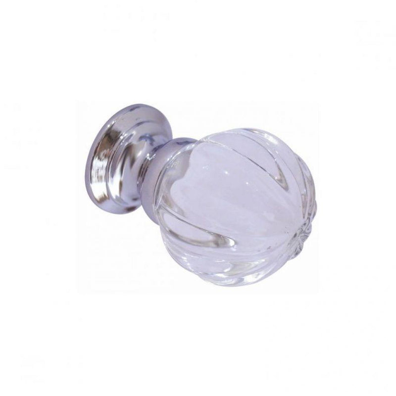 Frelan -  Pumpkin Glass Cupboard Door Knob 30mm - Polished Chrome - JH1152-30PC - Choice Handles