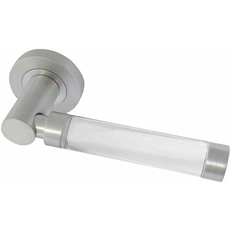 Frelan - Milo Glass Door Handles On Round Rose - Satin Chrome - JH5314SC - Choice Handles