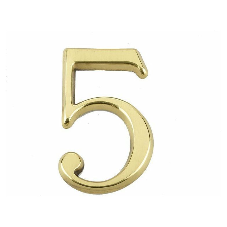 Jedo 60mm Polished Brass Pinfix Numeral 5" - JP-5 - Choice Handles