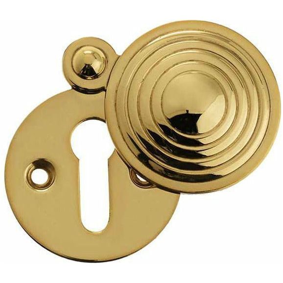 Frelan - Standard Profile Reeded Covered Keyhole Escutcheon - Polished Brass - JR9PB - Choice Handles