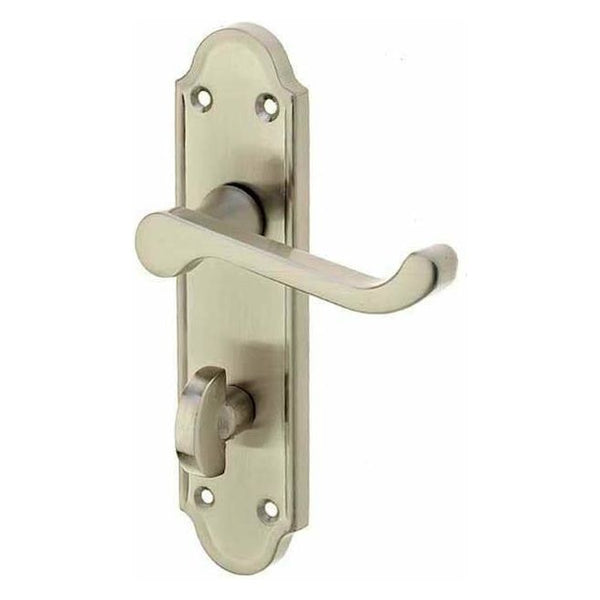 Frelan - Sherbourne Door Handles On Backplate - Bathroom - Satin Nickel - JV260BSN - Choice Handles