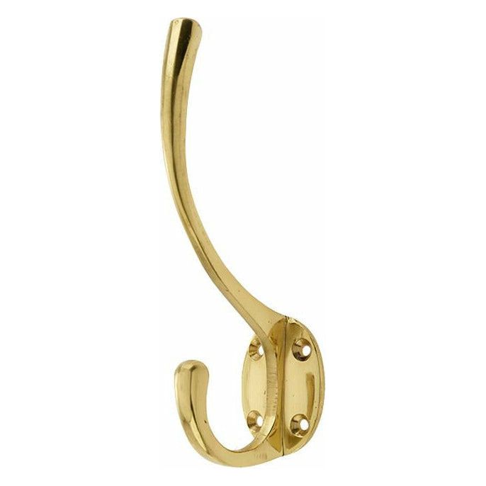 Frelan - Hat & Coat Hook -142mm x 64mm - Polished Brass - JV60PB - Choice Handles