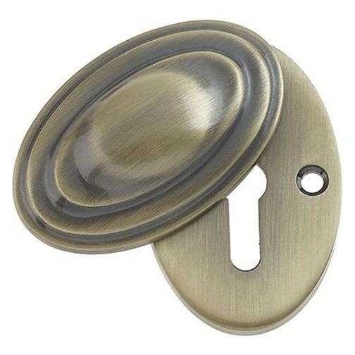 Frelan - Standard Profile Covered Keyhole Escutcheon 56mm x 32mm - Antique Brass - JV76AB - Choice Handles