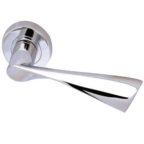 Frelan  - Comet Door Handles On Round Rose  - Polished Chrome - JV845PC - Choice Handles