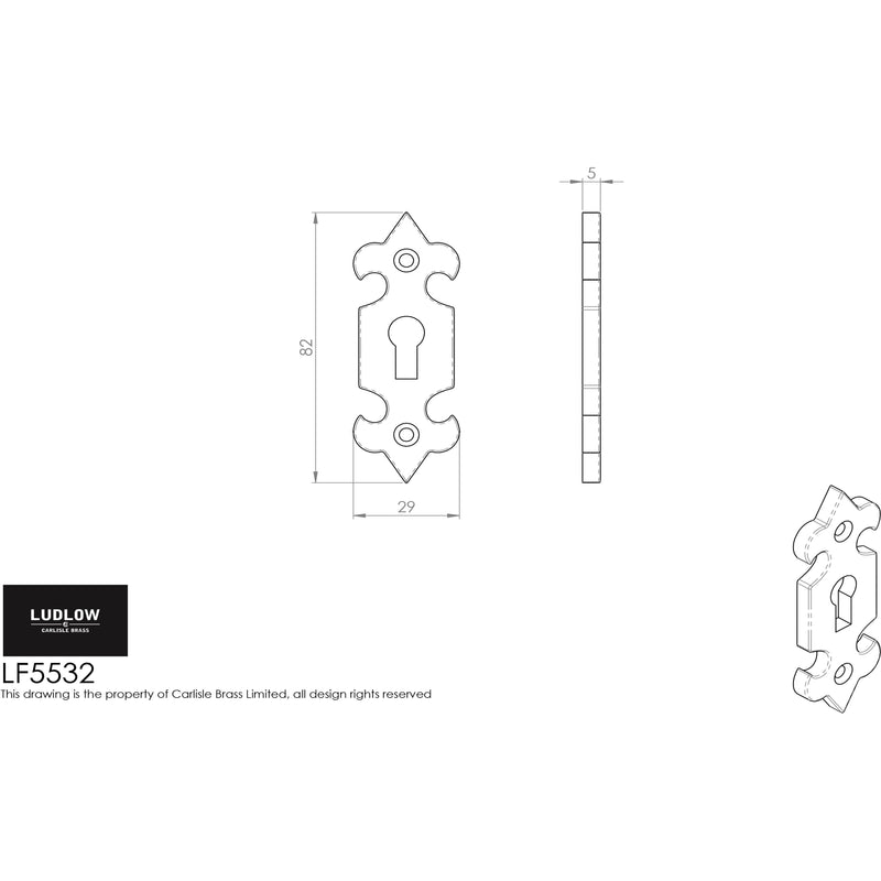 Carlisle Brass - Fleur de lys' Escutcheon - Black Antique - LF5532 - Choice Handles