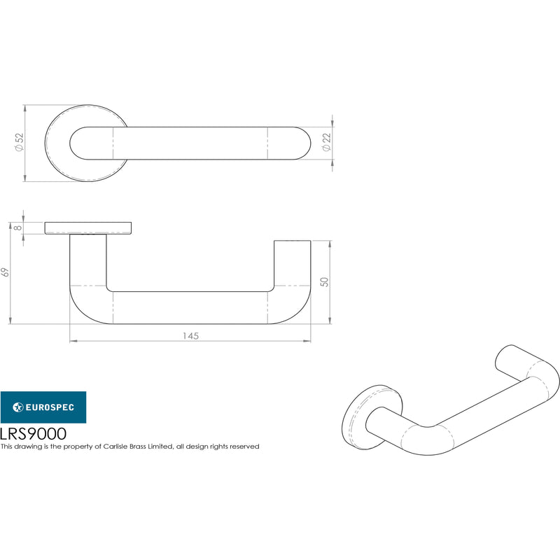 Eurospec - 22mm Safety Lever - DDA compliant - Satin Anodised Aluminium - LRS9000SAA - Choice Handles