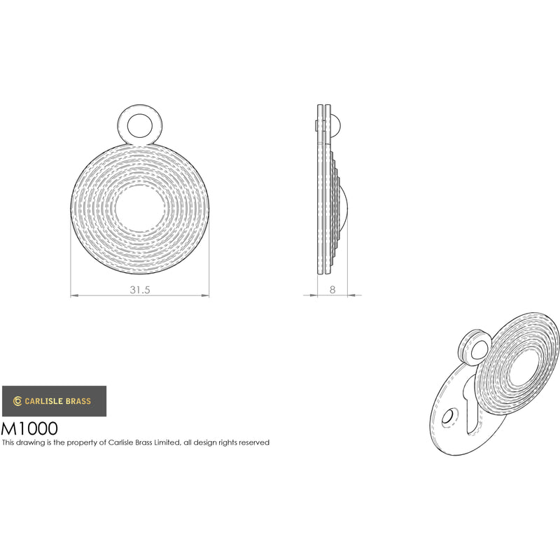 Carlisle Brass - Queen Anne Covered Escutcheon - Polished Chrome - M1000CP - Choice Handles