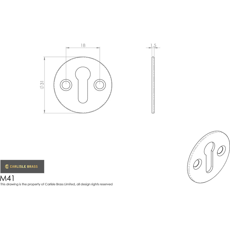 Carlisle Brass - Flat Escutcheon - Polished Chrome - M41CP - Choice Handles