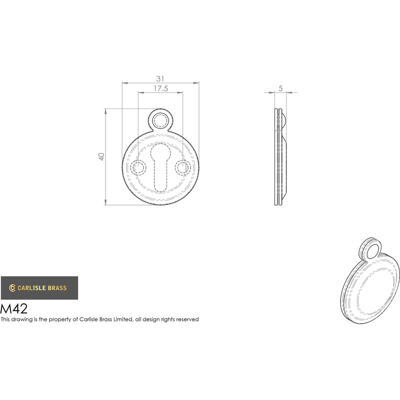 Carlisle Brass - Covered Escutcheon  - Polished Brass - M42 - Choice Handles