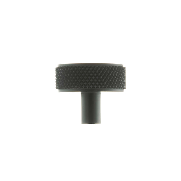 Millhouse Brass Hargreaves Disc Knurled Cabinet Knob on Concealed Fix - Matt Black - MHCK1935MB - Choice Handles
