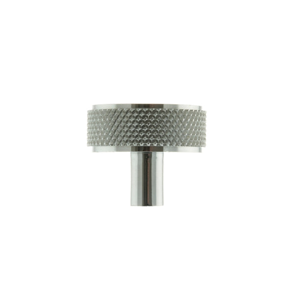 Millhouse Brass Hargreaves Disc Knurled Cabinet Knob on Concealed Fix - Polished Chrome - MHCK1935PC - Choice Handles