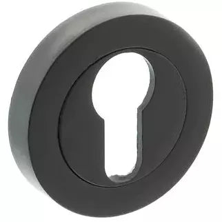 Millhouse Brass Euro Escutcheon on Round Rose - Matt Black - MHREMB (Pair) - Choice Handles