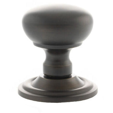 Old English Harrogate Solid Brass Mushroom Mortice Knob on Concealed Fix Rose - Urban Dark Bronze - OE58MMKUDB - Choice Handles