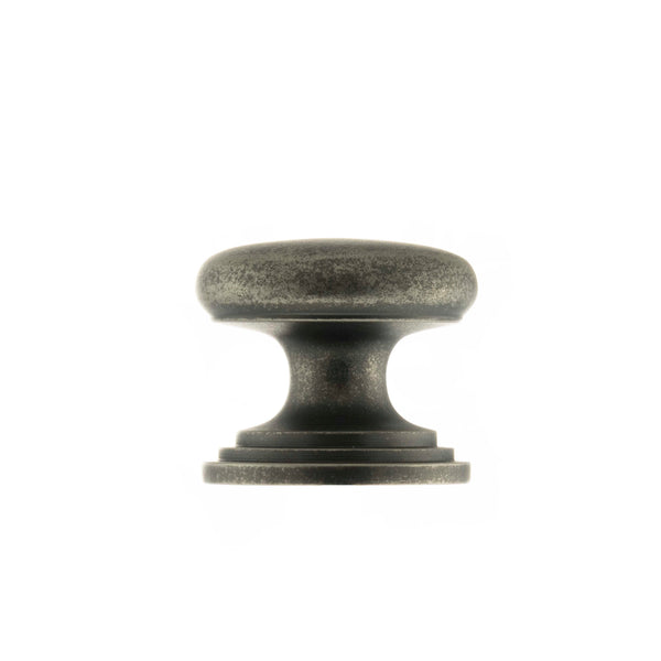 Atlantic - Old English Lincoln Solid Brass Victorian Cabinet Knob 32mm on Concealed Fix - Distressed Silver - OEC1232DS - Choice Handles
