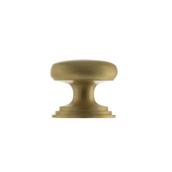 Atlantic - Old English Lincoln Solid Brass Victorian Cabinet Knob 32mm on Concealed Fix - Satin Brass - OEC1232SB - Choice Handles
