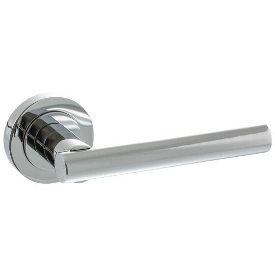 STATUS Nebraska Lever on Round Rose - Polished Chrome - S28RPC - Choice Handles