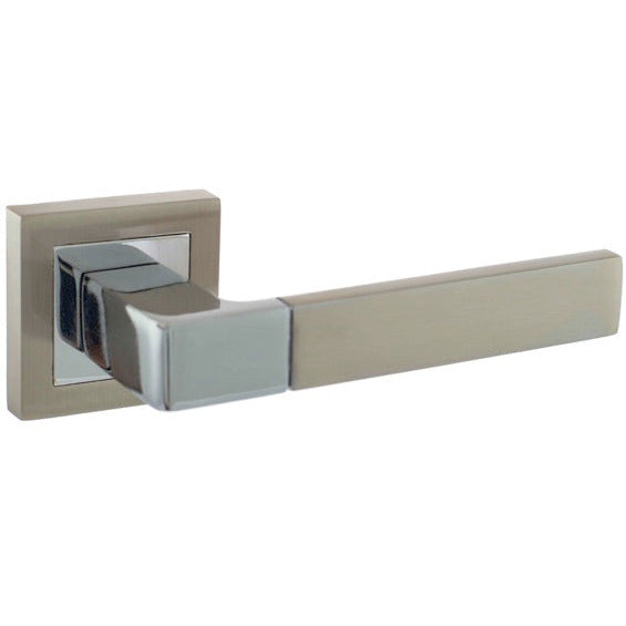 STATUS Montana Designer Lever on S4 Square Rose - Satin Nickel - S40SSN - Choice Handles