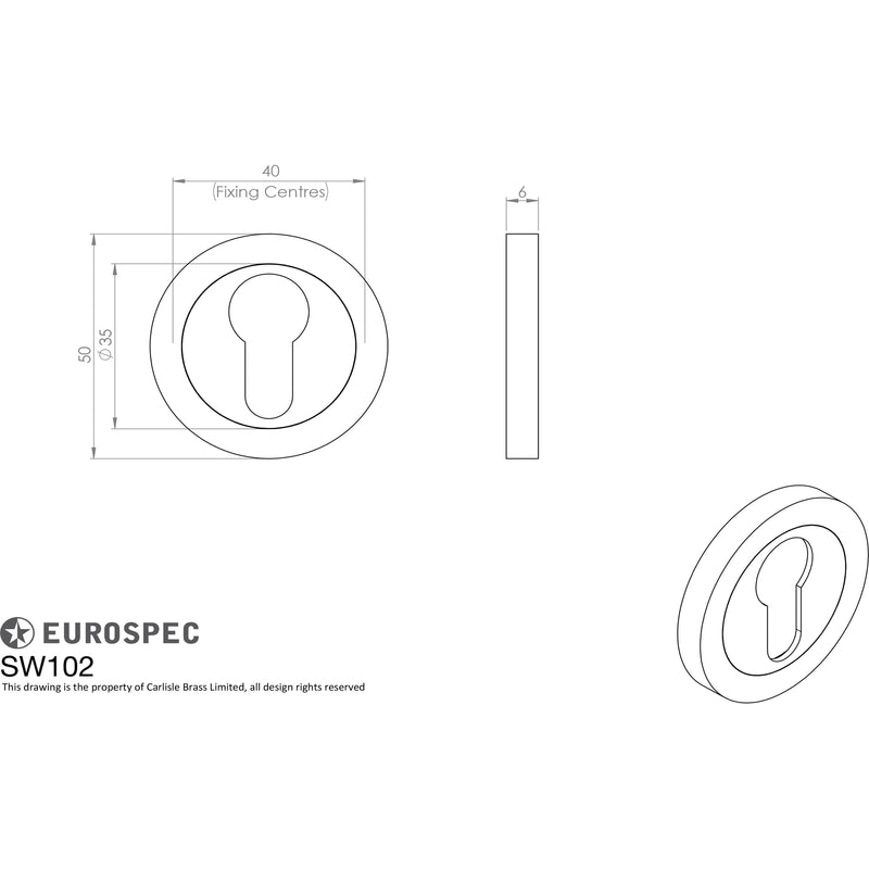 Eurospec - Steelworx 316 Escutcheon Euro - Satin Stainless Steel - SW102SSS - Choice Handles