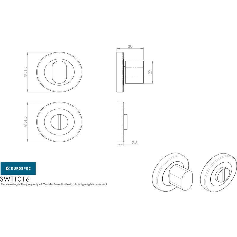 Eurospec - Steelworx SWL Thumbturn - Bright/Satin Stainless Steel - SW